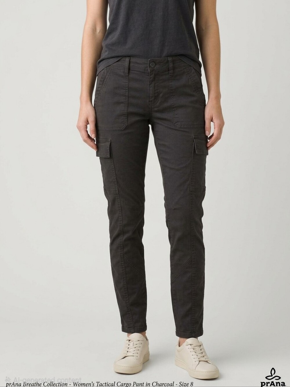 PrAna Dark Charcoal Black Cargo Pants Stretch Utility Hiker Size 8
